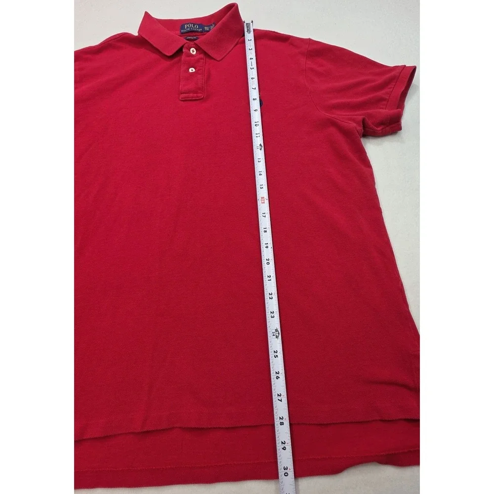 Polo Ralph Lauren Polo Shirt Mens 2XL Red Custom Fit Polo Bear Pique